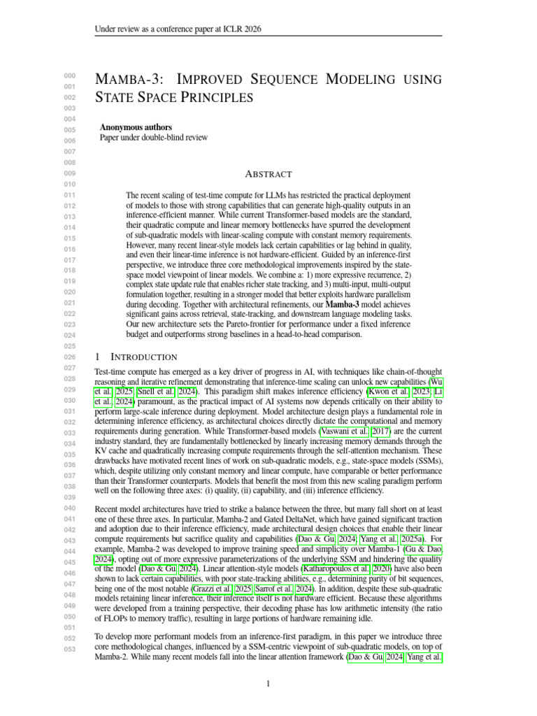 Mamba-3: Enhanced Sequence Modeling | PDF | Matrix (Mathematics ...