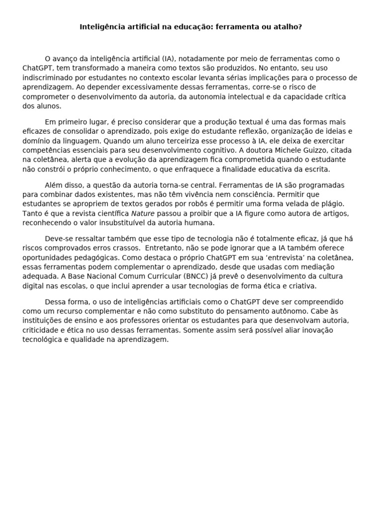 Impactos da IA na Aprendizagem Escolar | PDF | Inteligência artificial ...