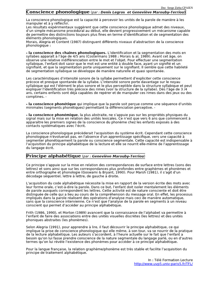 Conscience phonologique et apprentissage | PDF | Syllabe | Phonologie