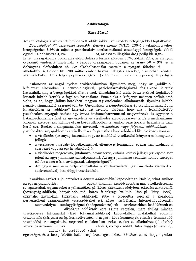 Addiktologia Rácz J | PDF