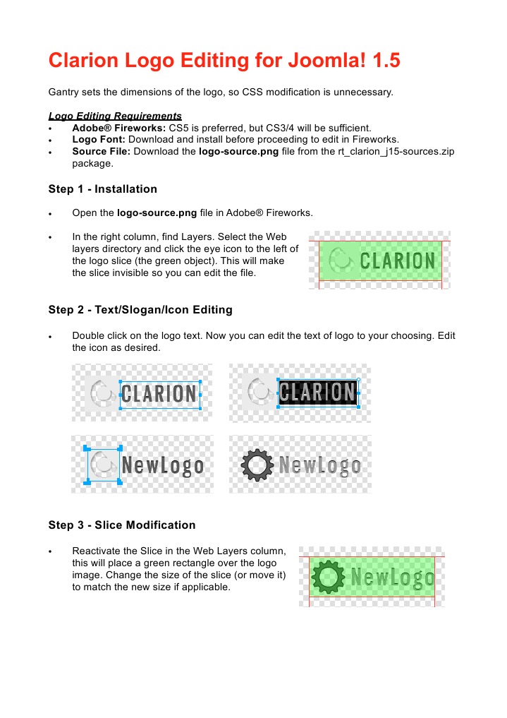 Joomla 1.5 Logo Editing Guide | PDF | Computers