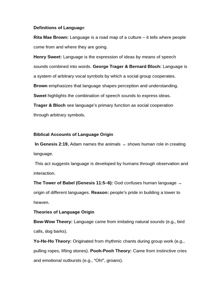 Language Definitions and Origins Explained | PDF | English As A Second ...