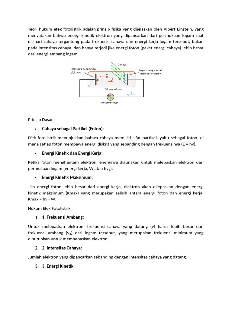Teori Hukum Efek Fotolistrik Einstein | PDF