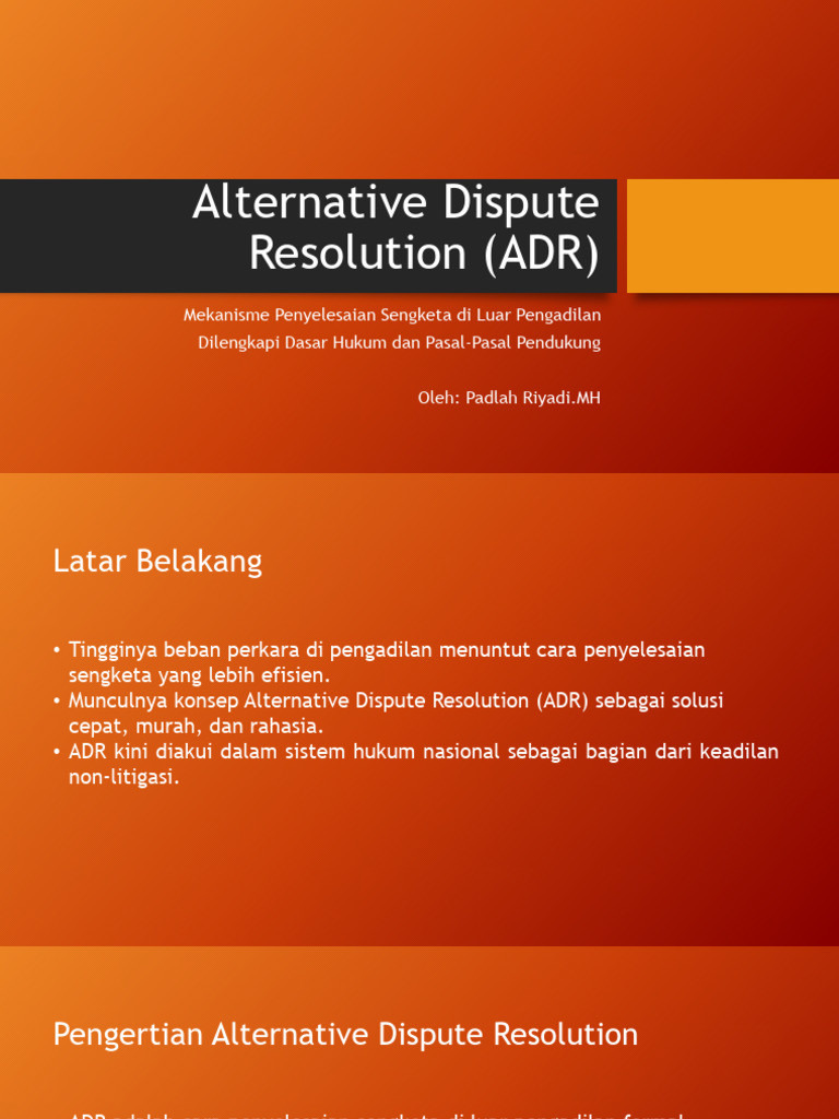 Alternative Dispute Resolution (ADR) | PDF