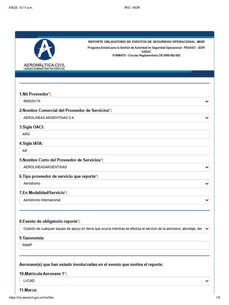 Reporte de Eventos de Seguridad MOR | PDF | Aeropuerto | Aviación
