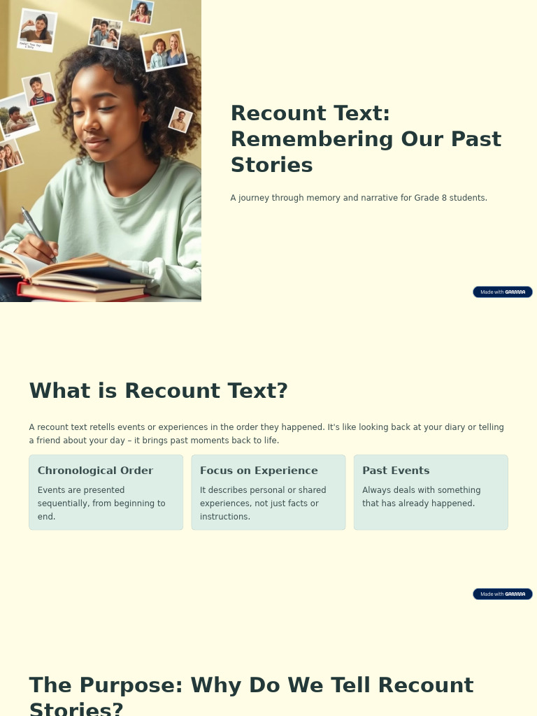 Mastering Recount Texts for Grade 8 | PDF | Narrative