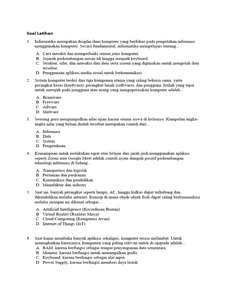 Soal Latihan Informatika Dasar | PDF