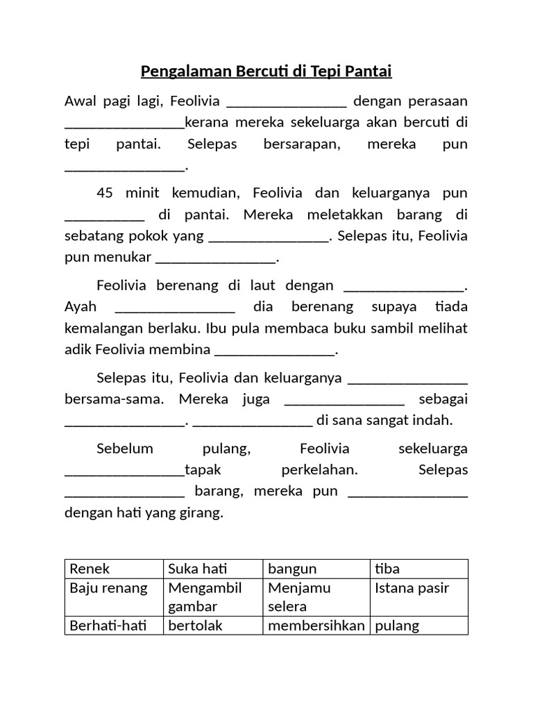 Pengalaman Bercuti Di Tepi Pantai | PDF