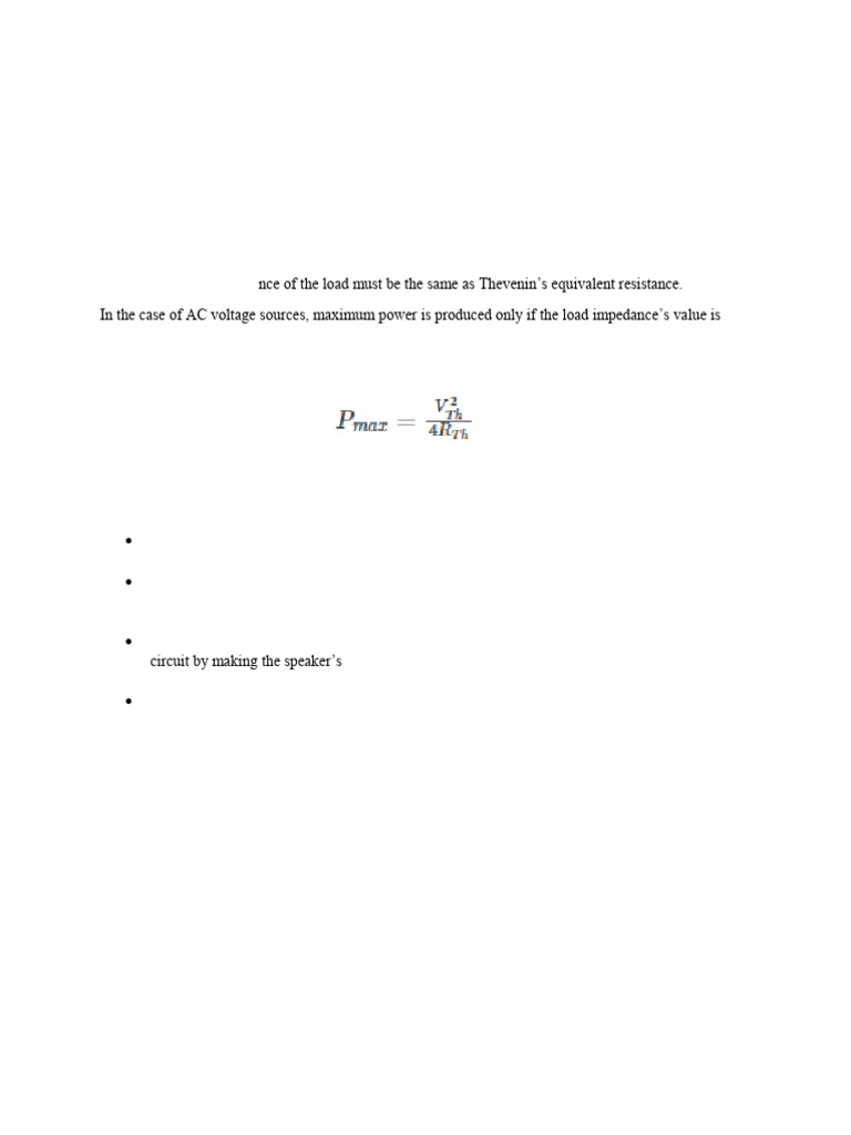 Maximum Power Transfer Theorem Explained | PDF