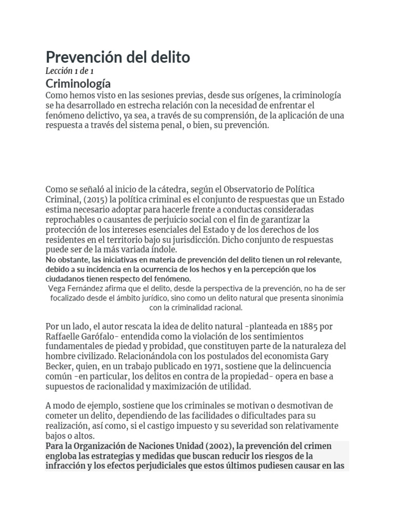 Modelos de Prevención del Delito en Criminología | PDF | Crímenes ...