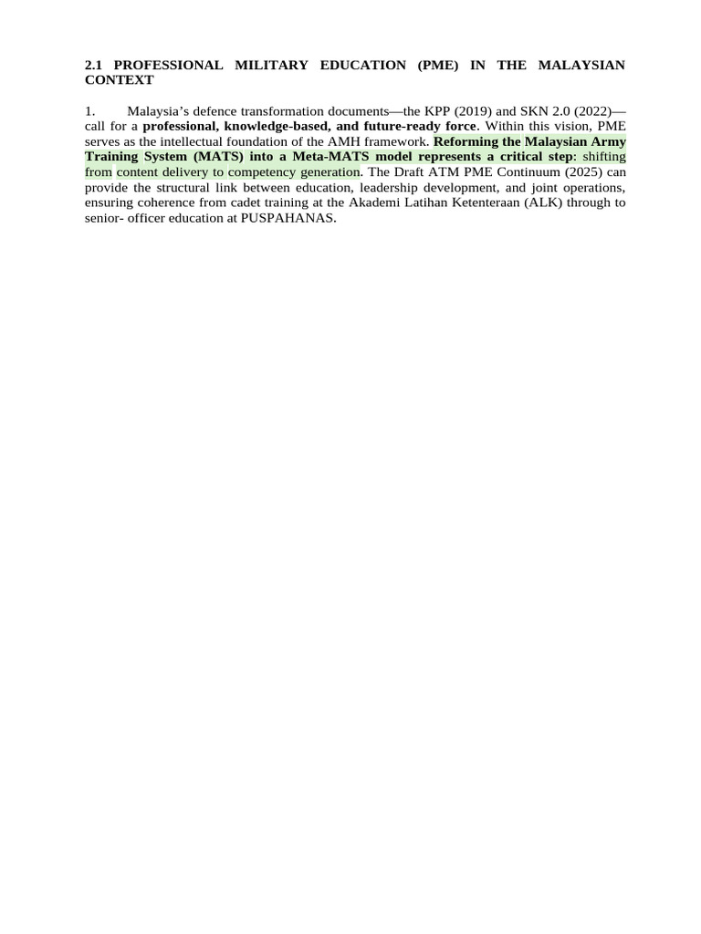 Enhancing PME in Malaysian Military | PDF | Cognition | Learning