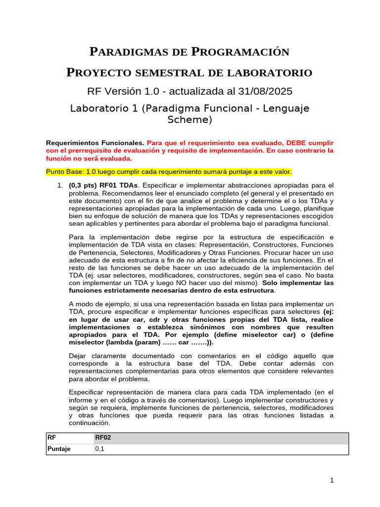 Proyecto de Laboratorio en Scheme | PDF | Programacion Funcional ...