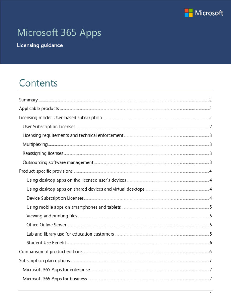 Microsoft 365 Apps Licensing Guidance | PDF | Application Software ...