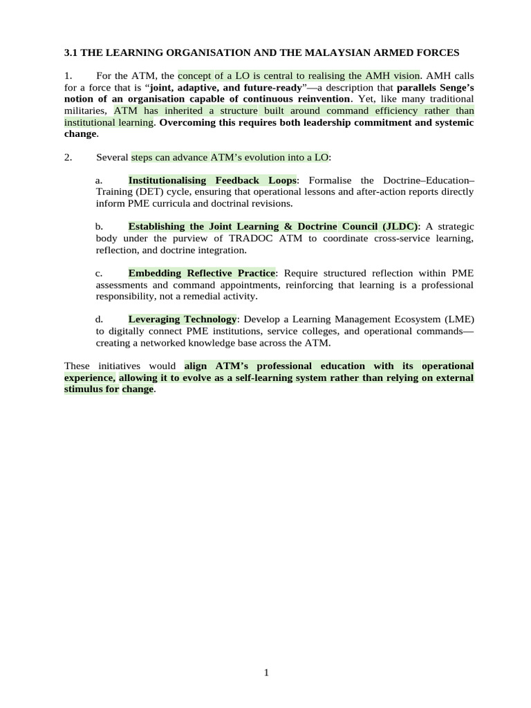Learning Organization in Malaysian Armed Forces | PDF | Learning