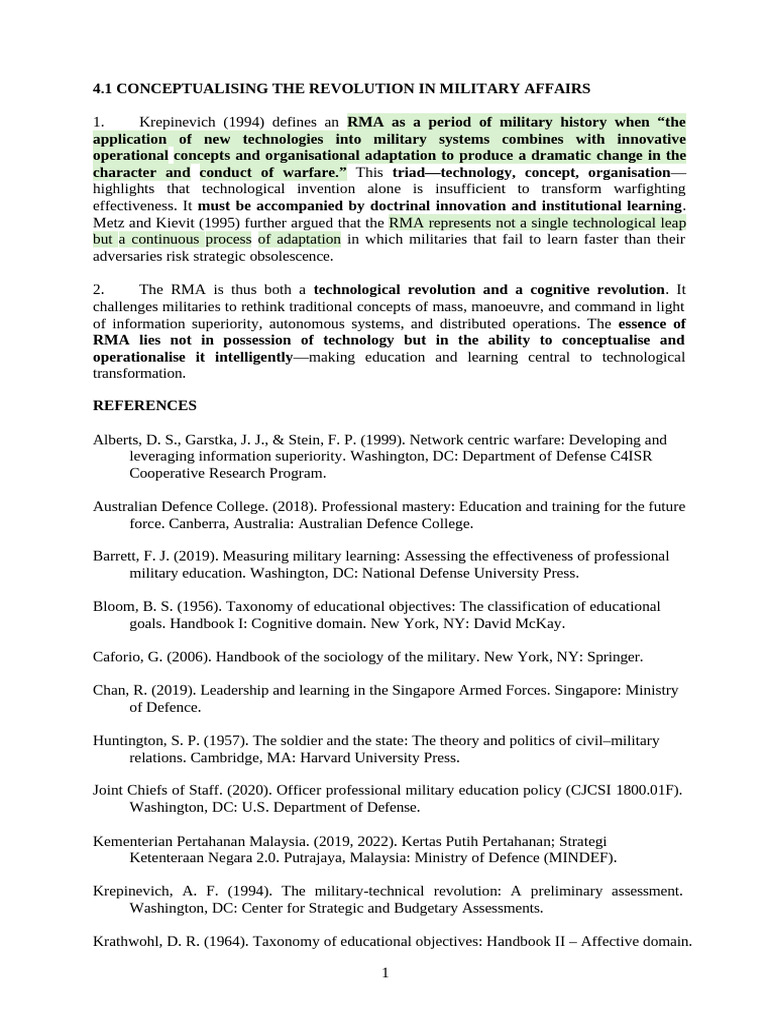 Revolution in Military Affairs Explained | PDF | Military ...