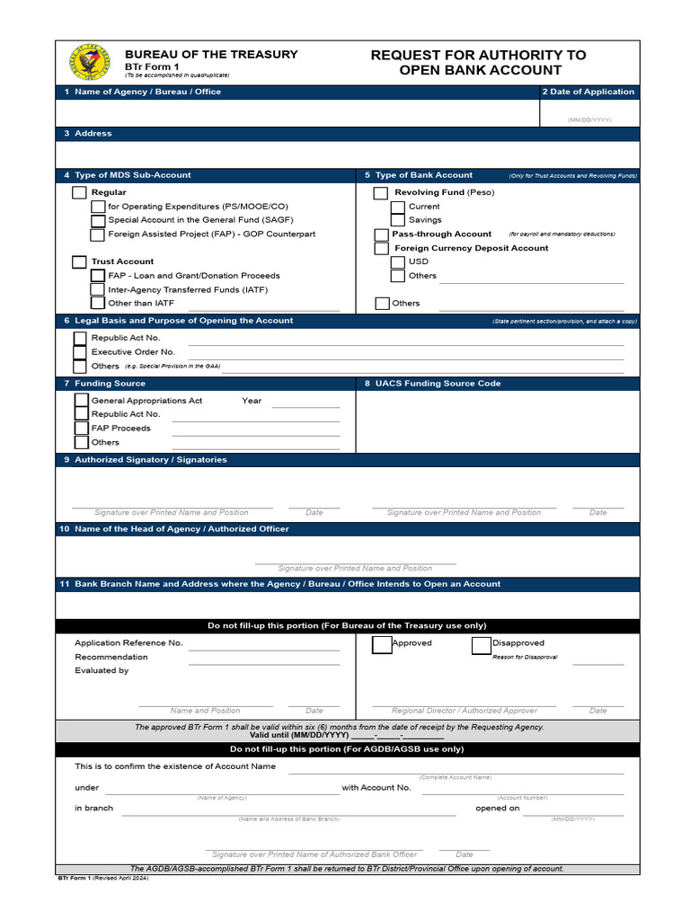 Bank Account Opening Request Form | PDF