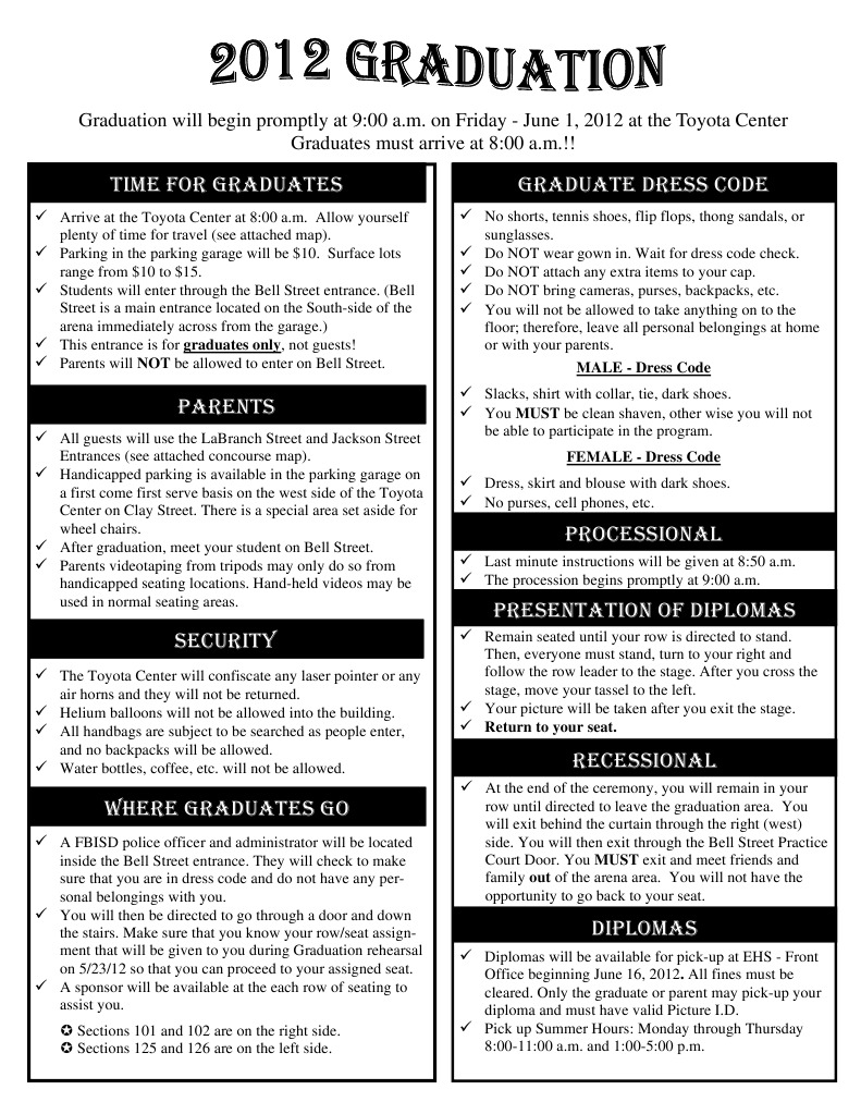 2012 Graduation Info | PDF | Clothing | Leisure