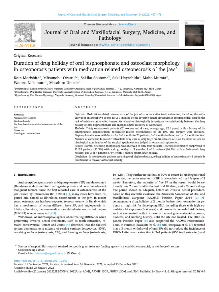 Bisphosphonate Drug Holiday Effects on Osteoclasts | PDF | Medicine ...