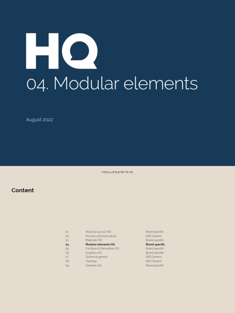 Modular Elements Overview for HQ Spaces | PDF