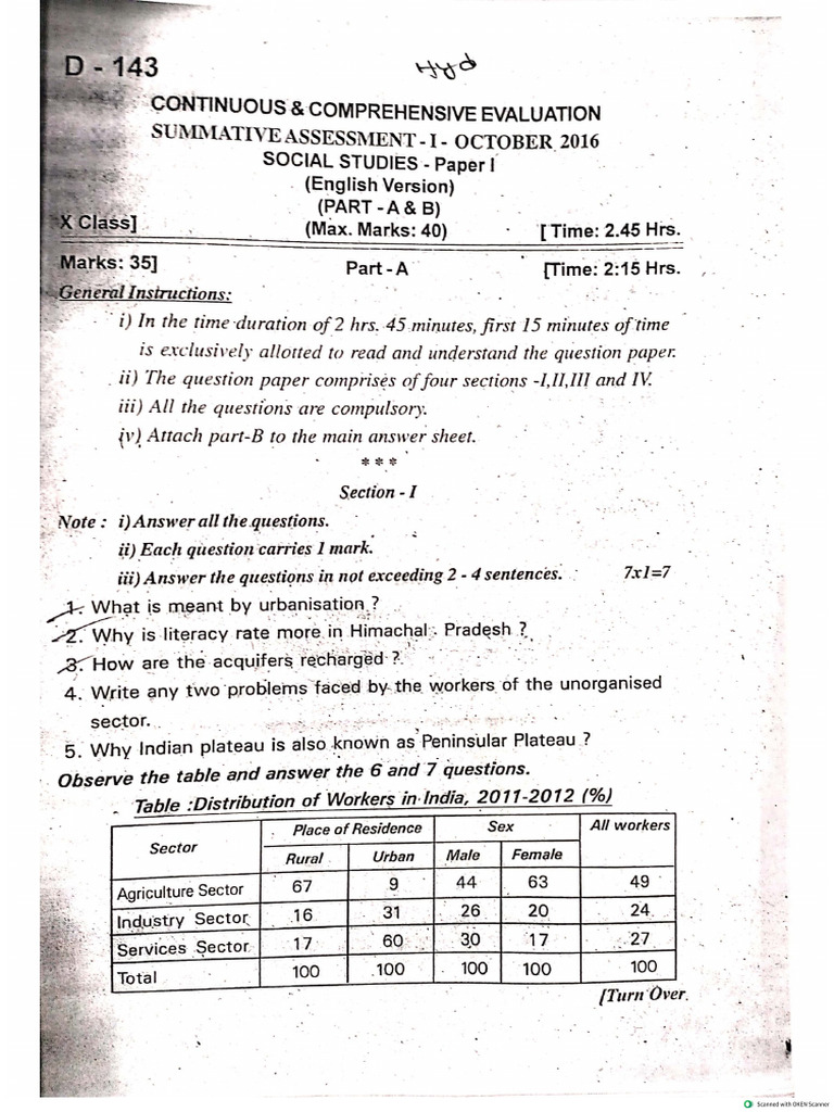 10 Social Paper - 1 Sa-1 Papers | PDF