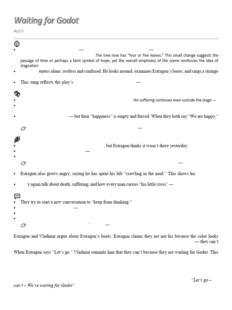 Waiting for Godot: Act II Summary | PDF