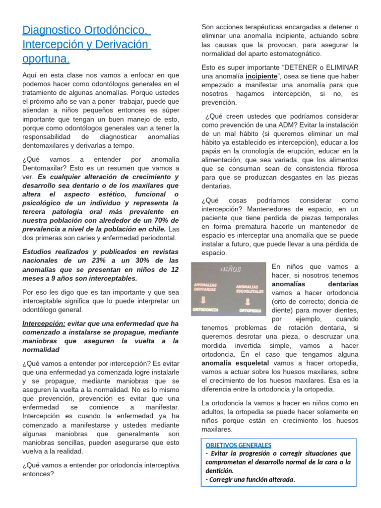 Clase 20 Diagnostico Ortodóncico, Intercepción y Derivación Oportuna ...