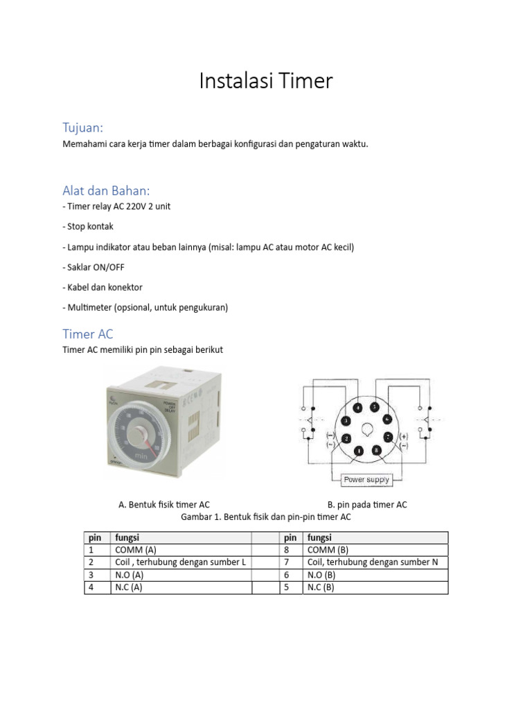 Panduan Instalasi Timer AC 220V | PDF