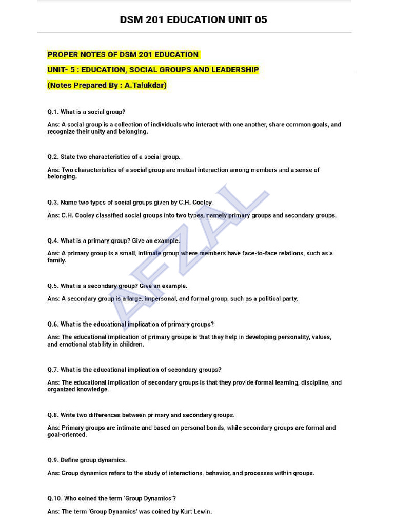 DSM 201 Education Unit 5 | PDF