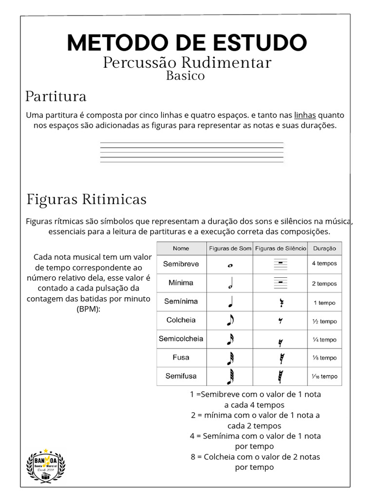 Metodo de Estudo: Percussão Rudimentar | PDF