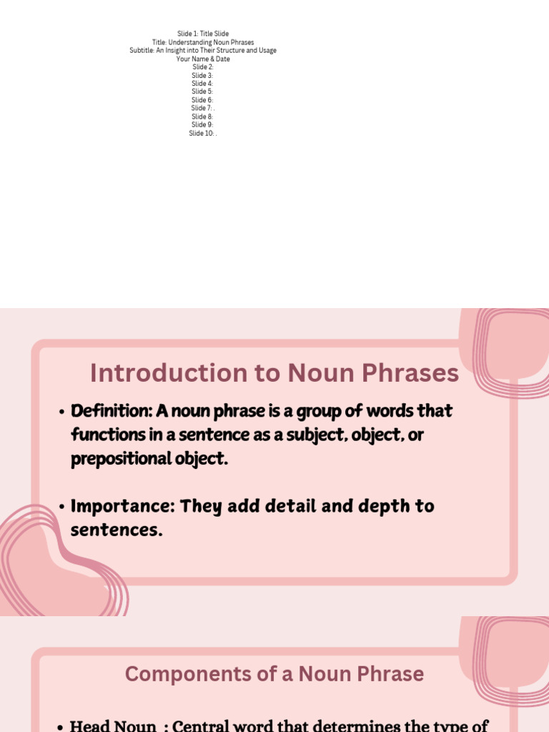 Noun Phrases: Structure and Usage Guide | PDF