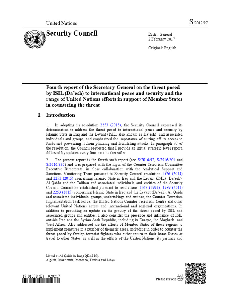 Fourth Report of The Secretary-General On The Threat Posed | PDF | Boko ...