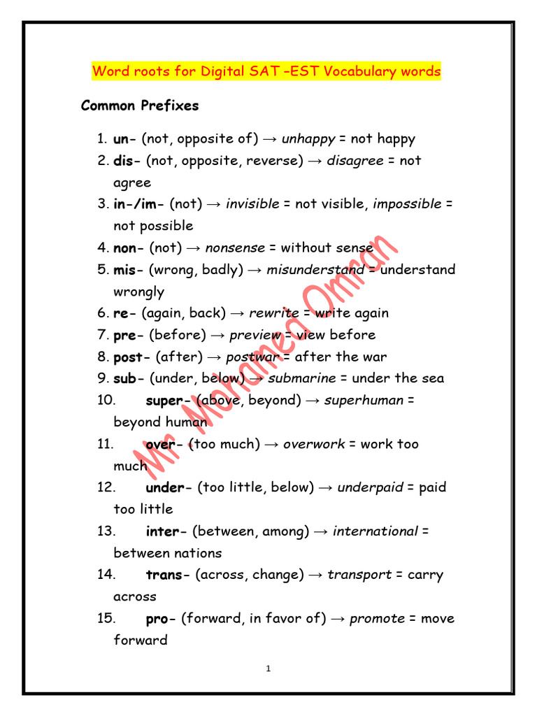 SAT Vocabulary: Roots, Prefixes, Suffixes | PDF | Chess | Chess Theory
