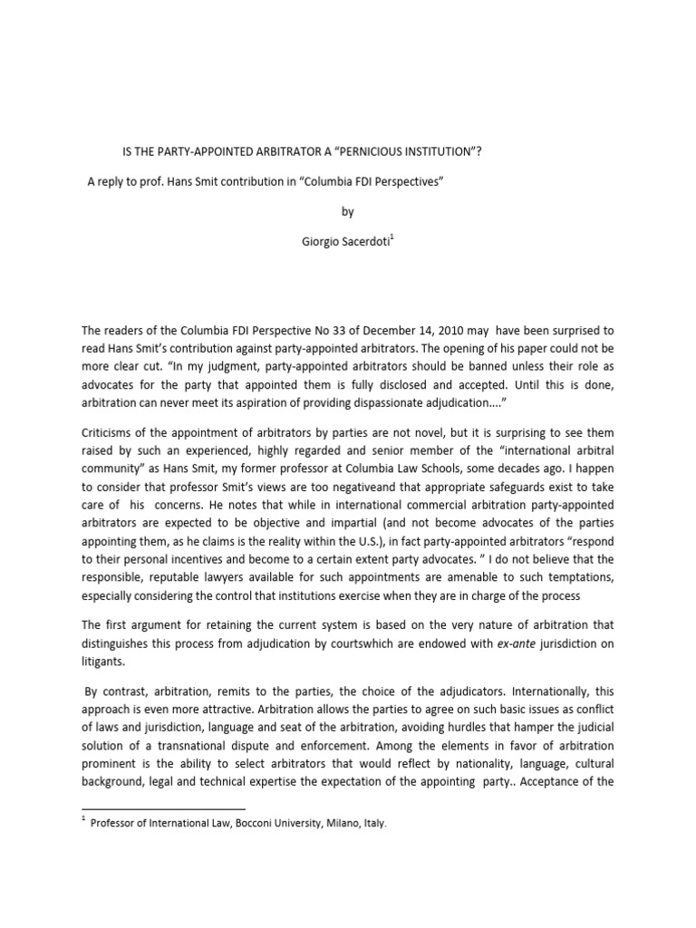 Debating Party-Appointed Arbitrators | PDF | Arbitration | Arbitral ...