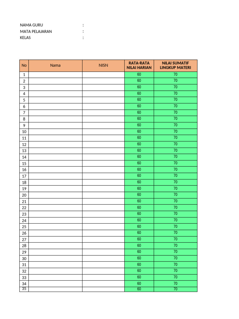 Format Nilai SLM | PDF