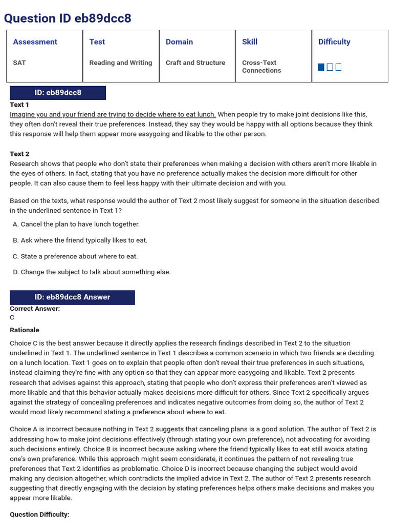 SAT Reading Cross Text With AK | PDF