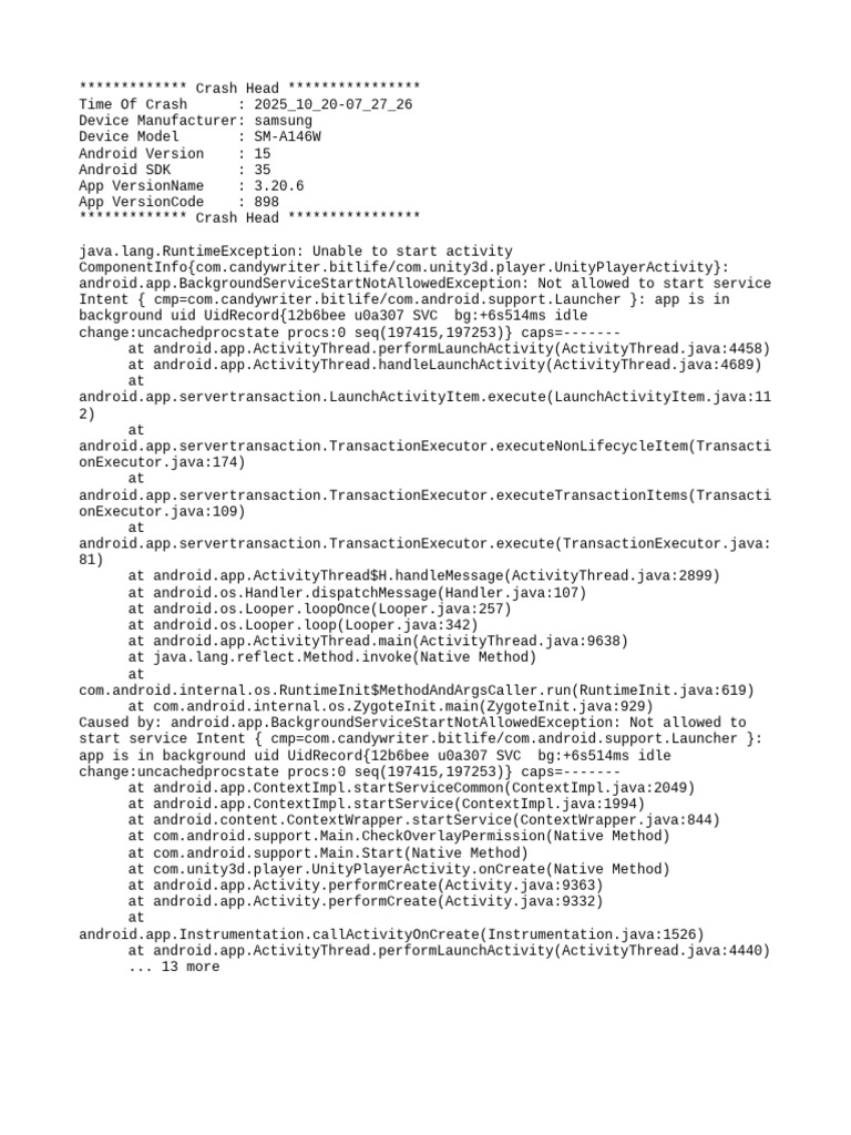 Android Crash: Background Service Error | PDF | Android (Operating ...