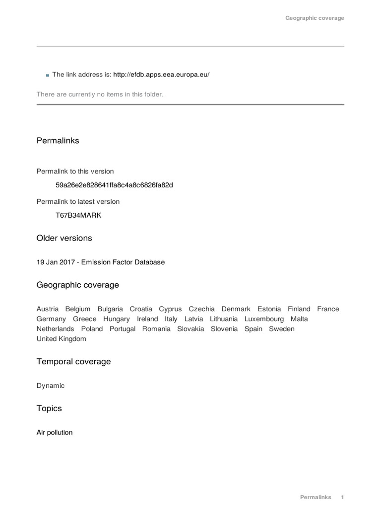 Emission Factor Database Overview | PDF