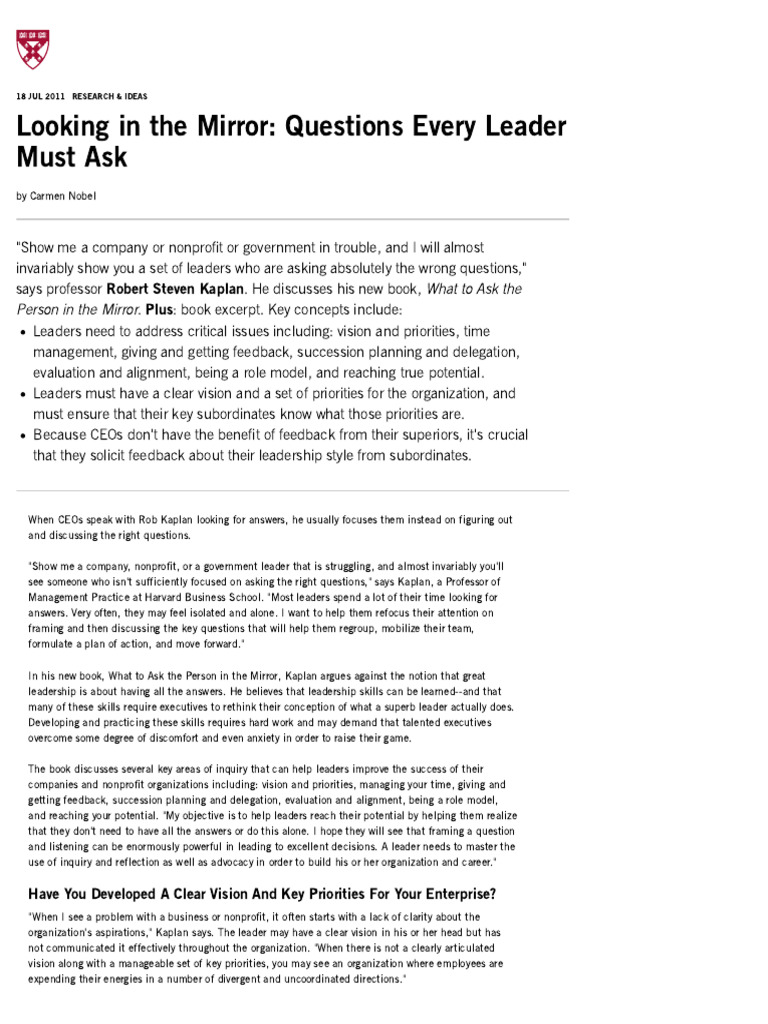 Essential Questions for Effective Leadership | PDF | Leadership | Goal