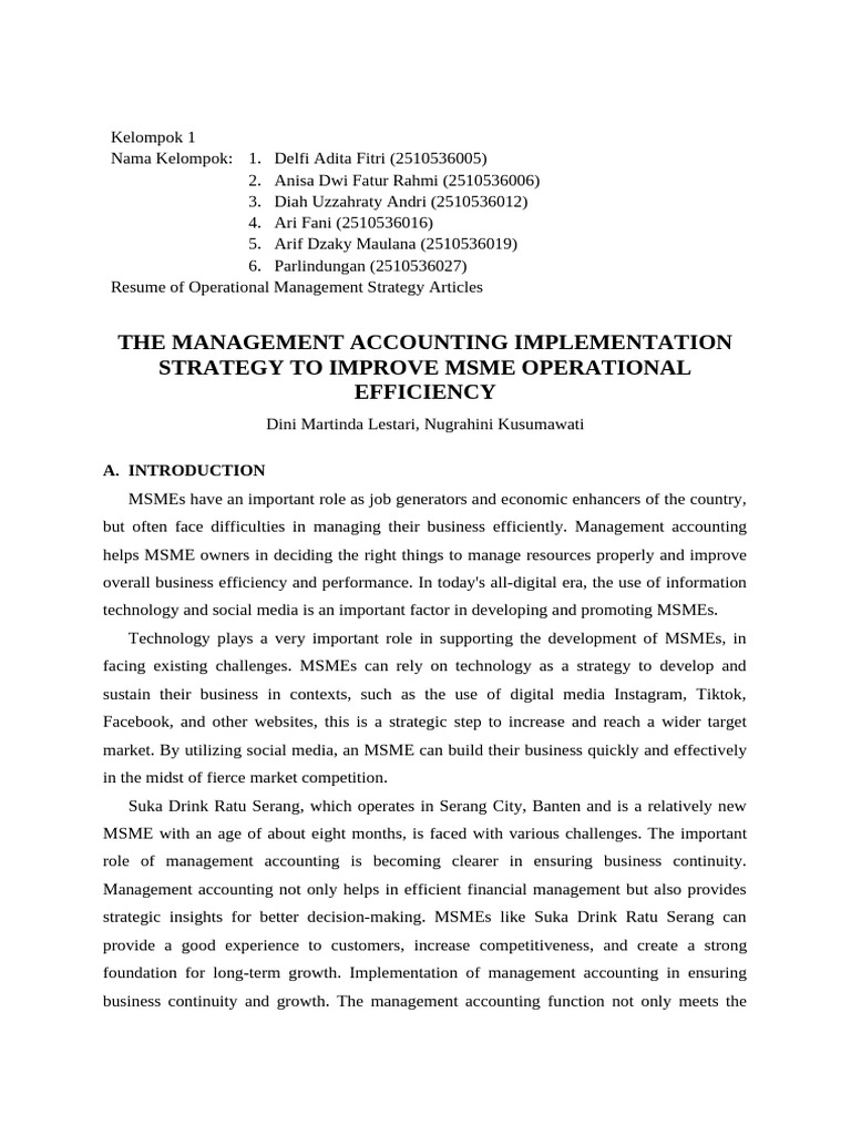 MSME Management Accounting Strategies | PDF | Marketing Strategy ...