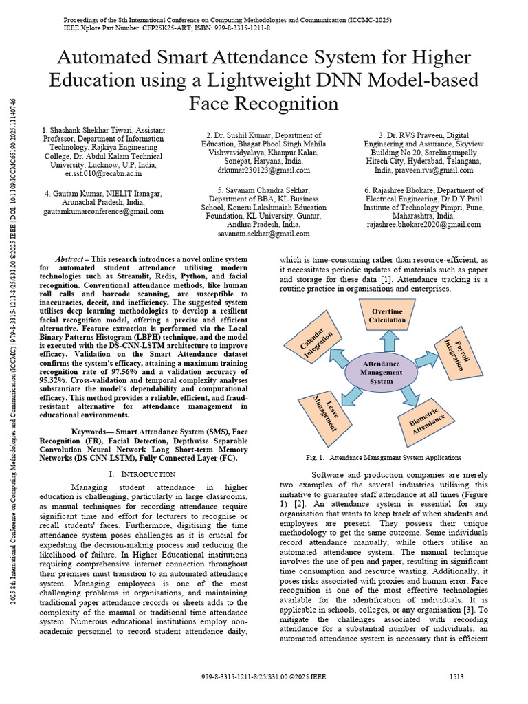 Automated Attendance System Using DNN | PDF | Deep Learning | Applied ...