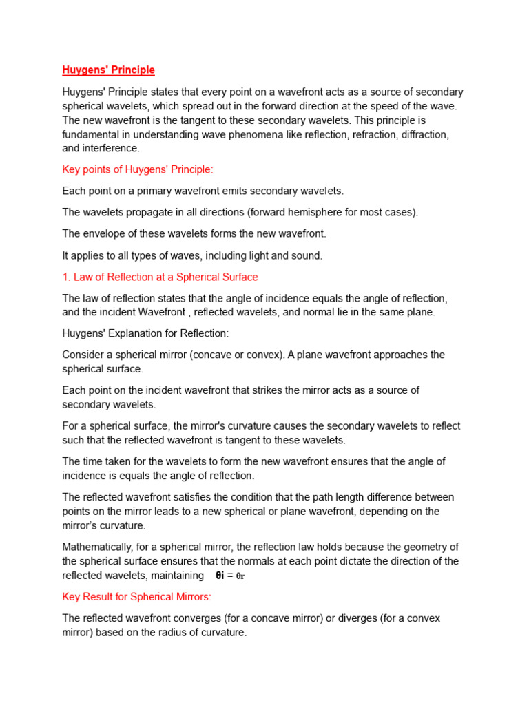 Huygens' Principle and Wave Interference | PDF | Refraction ...