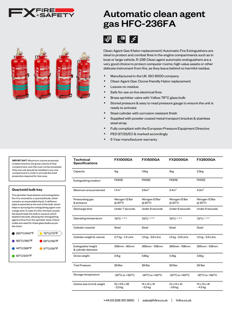 HFC-236FA Fire Extinguisher Specs | PDF | Equipment | Gases