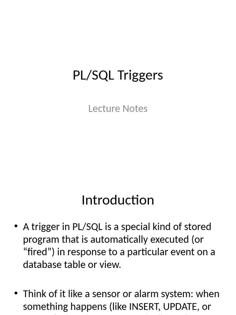 Understanding PL/SQL Triggers | PDF | Pl/Sql | Data Management