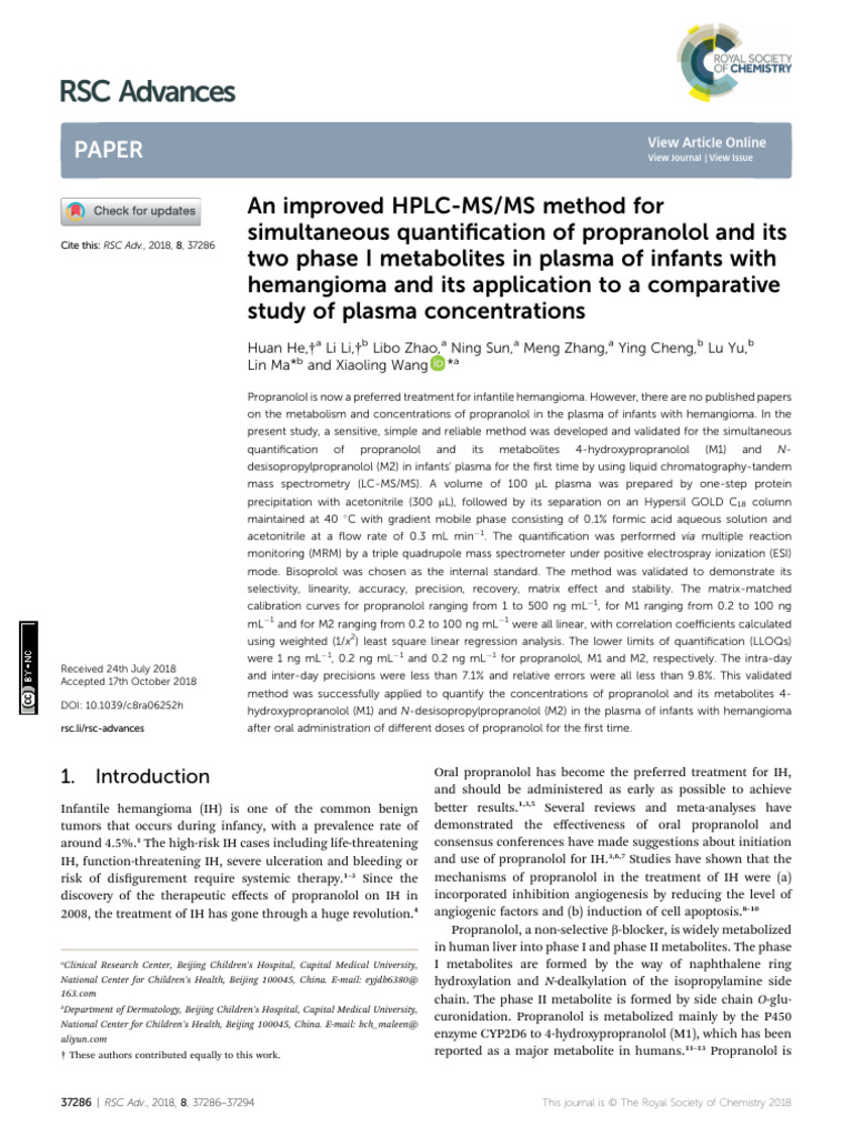 An Improved HPLC-MSMS Method For Simultaneous Quan | PDF | High ...