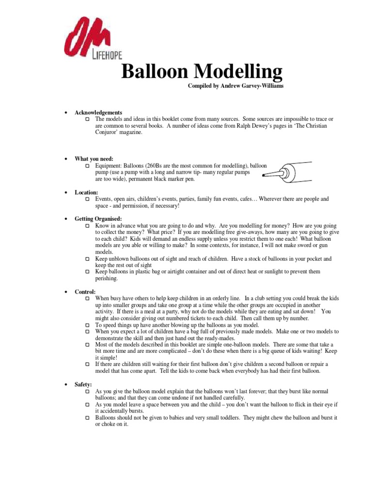 Balloon Modelling for Beginners Guide | PDF | Language Arts ...