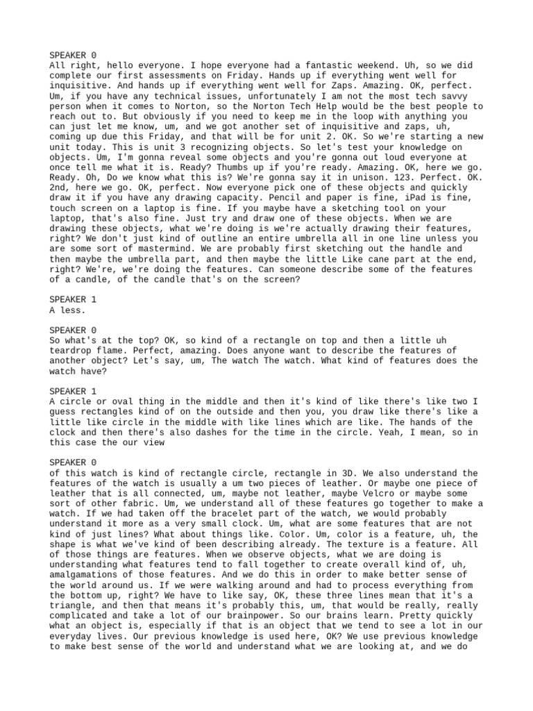 Sept 16 Transcript | PDF | Occipital Lobe | Behavioural Sciences