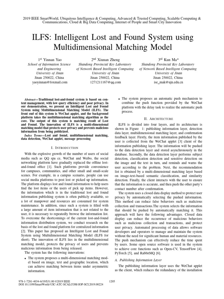 Intelligent Lost and Found System | PDF | Computing