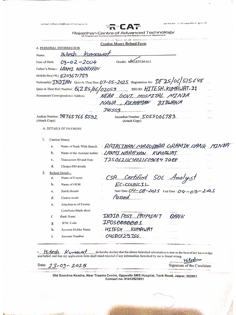 Refund Form | PDF
