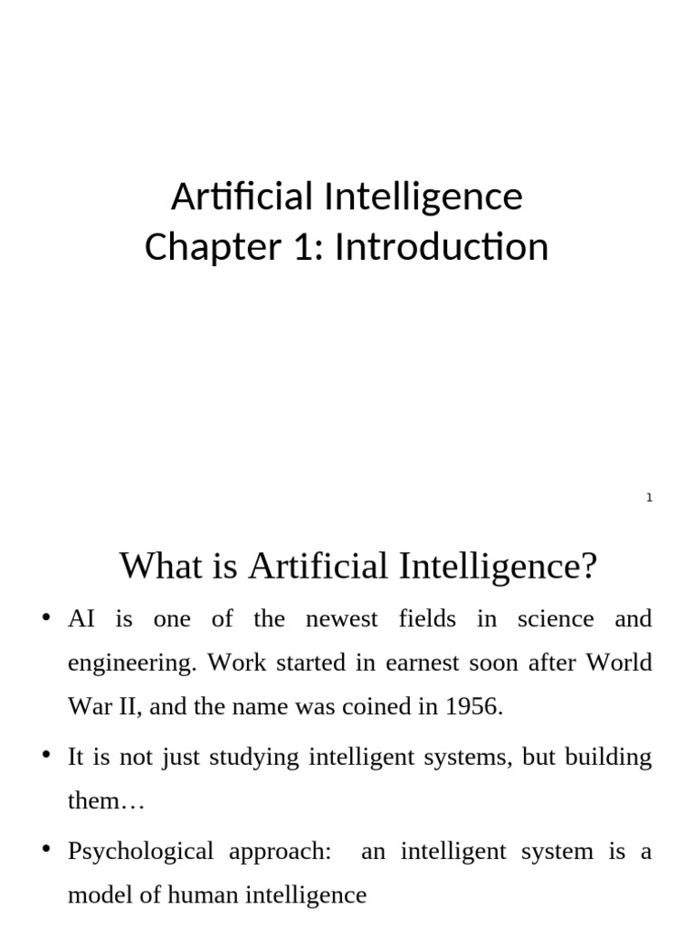 Chapter 1-AI-Unit-1 | PDF | Intelligence (AI) & Semantics | Artificial ...