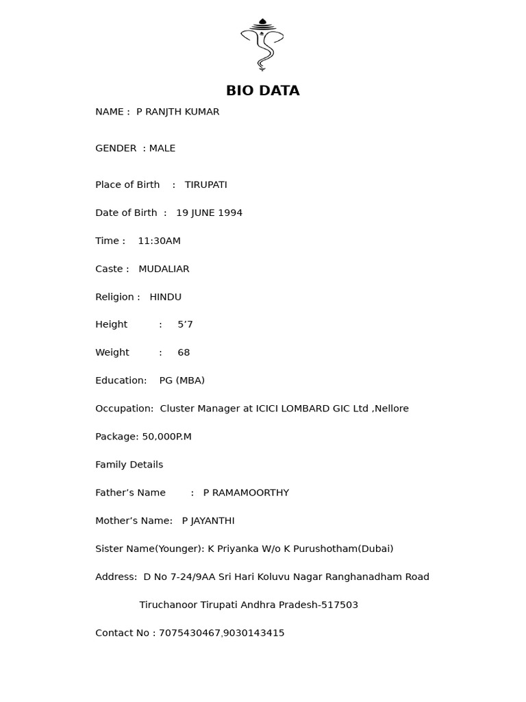 Bio Data M | PDF